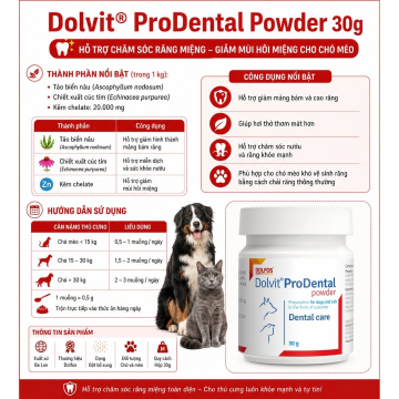Dolvit® ProDental Powder 30g - Chăm Sóc Răng Miệng – Giảm Mùi Hôi Miệng Cho Chó Mèo