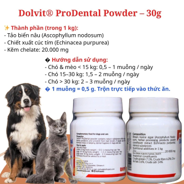 Dolvit® ProDental Powder 30g - Chăm Sóc Răng Miệng – Giảm Mùi Hôi Miệng Cho Chó Mèo